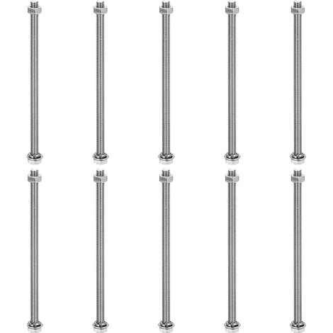 M5 x 100mm Vis Hexagonales Acier Inoxydable 304, Kit Assortiment Boulons, Écrous, Rondelles Plates Et Grower, Filetage Complet, Finition Bright pour Maison, 10 Sets (1/5)