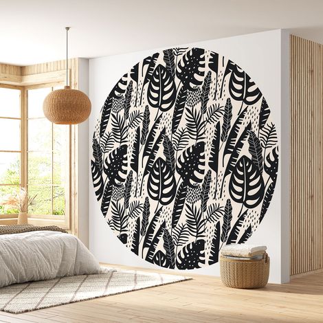 Papier peint rond / cercle - Motif botanique - 126 - Diamètre 50 cm (1/4)