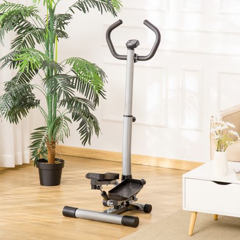 Stepper fitness avec guidon réglable, écran LCD, noir (1/5)