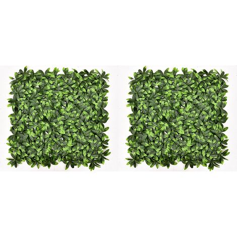 Plantes murales feuilles d'oranger artificielles 2 pièces, mur végétal simulé, décoration murale de fond artificielle, 50x50 cm, suspendues (1/5)