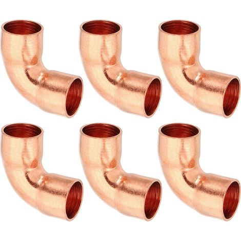 6pcs Raccord Coudé en Cuivre pour Tuyaux Gaz, 8mm Tuyau d'Arrosage Durite Essence, Raccords Tuyauterie à Pression HVAC Climatisation Plomberie, Épaisseur 0.8mm - 3/8" (1/5)