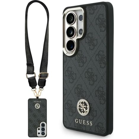 Guess 4G Set con cinturino triangolare con strass e custodia MagSafe + cordino per Samsung Galaxy S26 Ultra Nero (1/5)