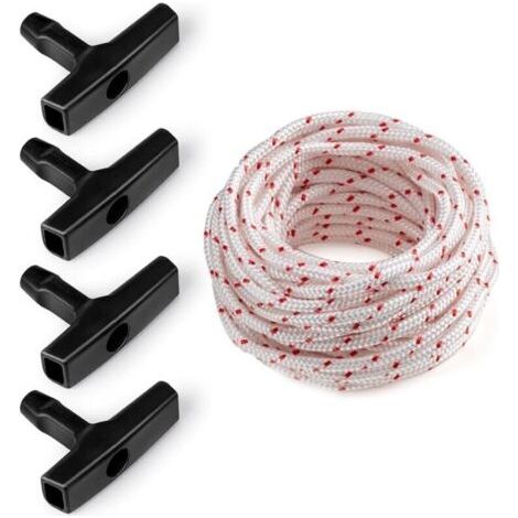 10 Mètres de Corde de Démarrage pour Tondeuse à Gazon, 4 Poignées de Démarrage pour Tondeuses à Gazon, Débroussailleuses, Tronçonneuses, Composants de Moteur (1/4)