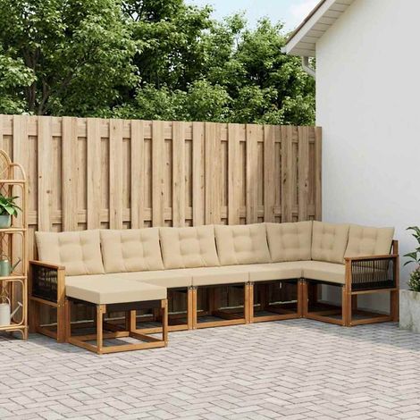 Set di divani da esterno modulare in legno massello di acacia e textilene con cuscini set da 7 pz - PANGIVO (1/5)