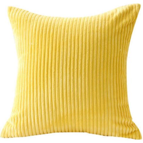 Housses de coussin velours 45x45 cm – Lot de 2 housses jaunes avec fermeture éclair, douces et élégantes (1/3)