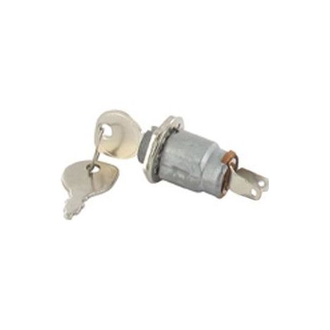 Contacteur à clé 2 bornes à retour automatique – Adaptable pour motorisation de portail – Métallisé blanc – Usage professionnel (1/3)