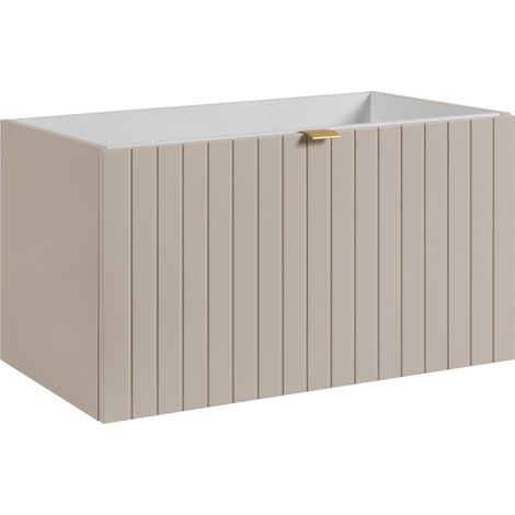 Meuble sous-vasque suspendu HARMO 80 cm Façade rainuré cachemire semi-mat (1/5)