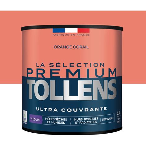 Tollens - Peinture intérieure couleurs - La Sélection Premium Velours - Ultra Couvrante - Orange Corail 0,5 L - 6m²