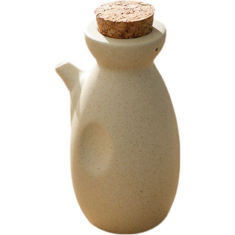 Keramik-Olivenöltopf, Speiseölspender, Steingut-Aromaflasche, Gewürzbehälter, beige Küchenkanne