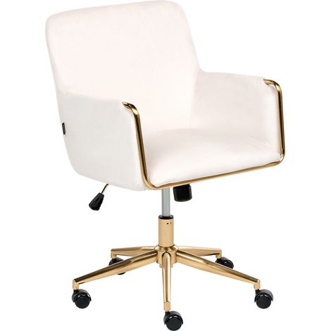 Silla ejecutiva de oficina asiento inclinable acolchado grueso terciopelo blanco crema Altona