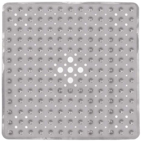 Tapis de douche carré 53 x 53 cm, antidérapant, anti-moisissure, avec ventouse, absorbant, sans BPA, antibactérien, lavable en machine, avec trous de drainage - Gris (1/5)