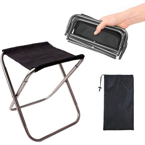 Tabouret pliant d'extérieur, tabouret pliant en alliage d'aluminium, mini tabouret pliant portable, ultra-léger, avec sac de rangement, pour la pêche, le camping, les barbecues en plein air, (1/4)