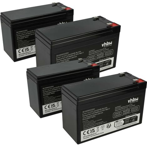 vhbw 4x Battery compatible with APS 90P4886, DLA750, 90P4884, 90P4885, SIA750ICH-45, DLA750I, FJT750I, 90P4827, 90P4833 UPS (7200 mAh, 12 V, AGM)