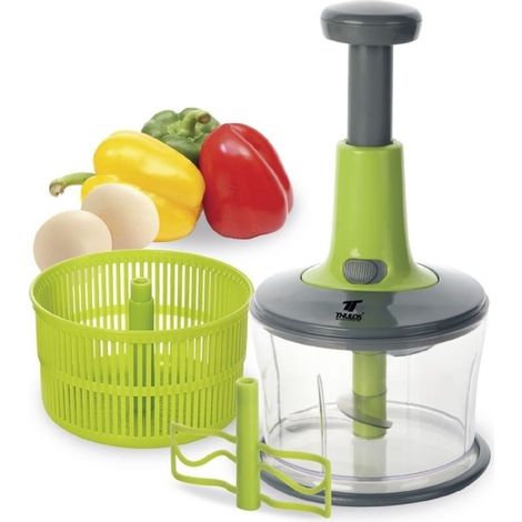 Picadora de Verduras, Batidora y Escurridor Manual 3 en 1  Versatilidad y Eficiencia en la Cocina  Oferta exclusiva
