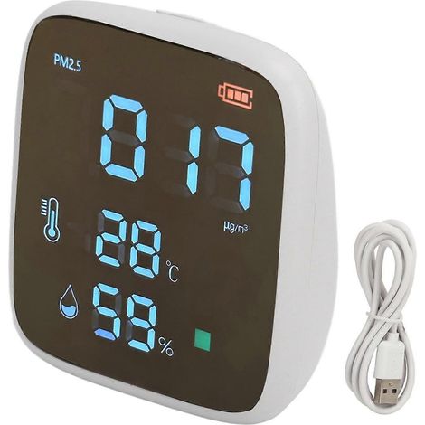 Luftqualitätsmonitor für Innenräume, PM2,5-Messgerät, Mini-tragbarer Smart-Sensor, Temperatur- und Feuchtigkeitsmesser mit P
