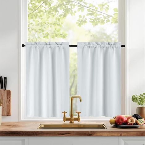 Rideaux Cuisine Occultant - Rideau Court Passe Tringle 60x90cm (1/5)