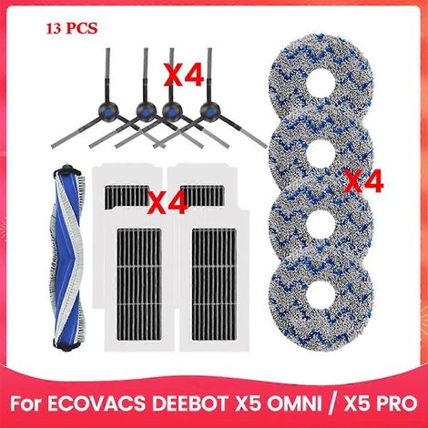 Pièces détachées pour aspirateur robot ECOVACS DEEBOOT X5 OMNI / X5 PRO : sac à poussière, filtre HEPA, brosse latérale principale (1/5)