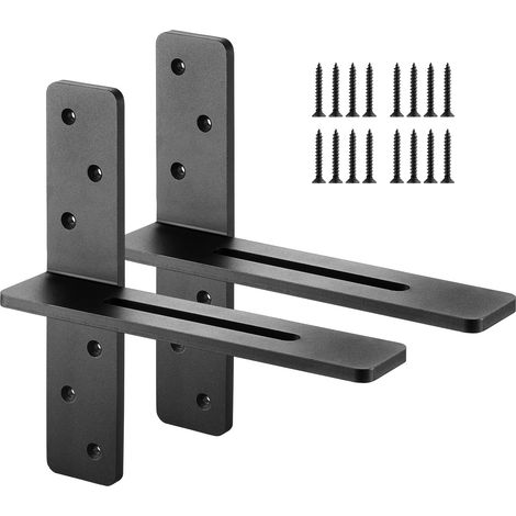 Support d'Étagère Flottante, 304,8x73,5x304,8 mm, Supports d'Étagères Murales Invisibles Robustes en T, Lot de 2, Capacité de Charge 90 kg, avec Vis, pour Étagères Flottantes de Salons, Chambres (1/5)