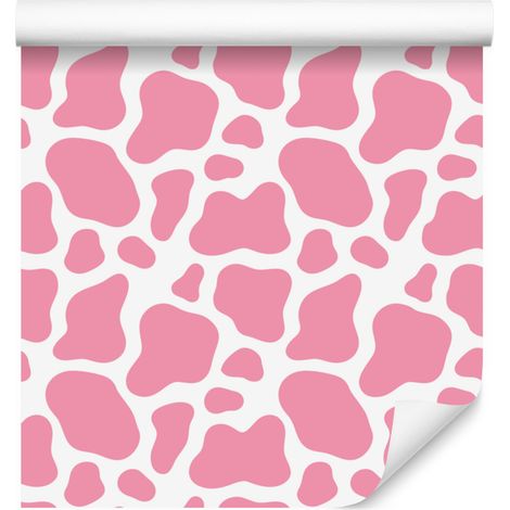 Papier peint rose poudré à motifs de vaches, détails raffinés pour salon et chambre 50x1000 (1/5)