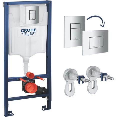Grohe Rapid 1.13m Wall Hung Toilet Frame Dual Flush Concealed Cistern - Chrome Plate