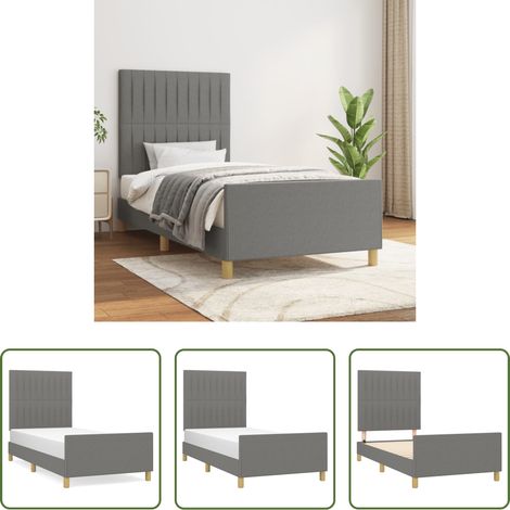 Kopfteil - Bettgestell ohne Matratze Dunkelgrau 90x200 cm Stoff (1/5)