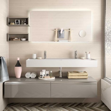 Lavabo VENETO 1210 Avec 2 perçages PORCELAINE BLANCHE 1210 x 120 x 460 mm (1/5)