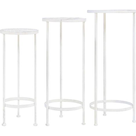 vidaXL Set de soportes para plantas estilo vintage 3 uds metal blanco (1/5)