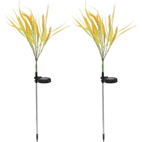 2pcs Solar Wheat Ear Lights IP44 Waterproof Wheat Ear LED Garden Lights with Ground Plugs for Patio Lawn Yard Pathway (1/5)
