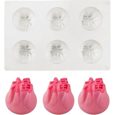 Moule en silicone à 6 cavités en forme de personnage Fu pour fondant, mousse et gâteau - Outil de pâtisserie (1/4)