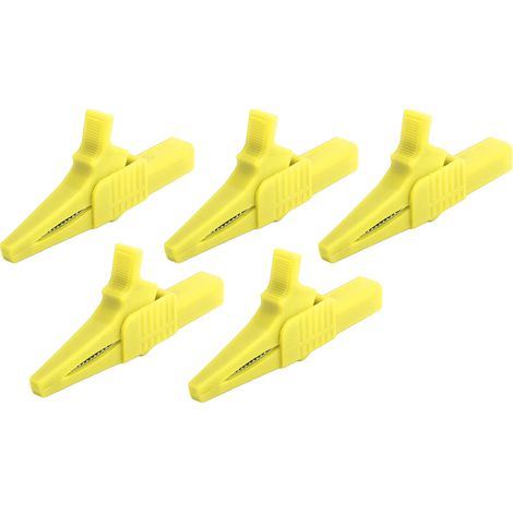 Pince de test de sécurité J.60039, embouts banane 4mm intégrés, grande pince en forme de pistolet, lot de 5 unités, couleur jaune. (1/5)
