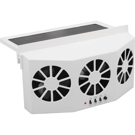 Ventilateur de voiture solaire 3 ventilateurs grand angle, déodorant, économe en énergie, blanc (1/5)