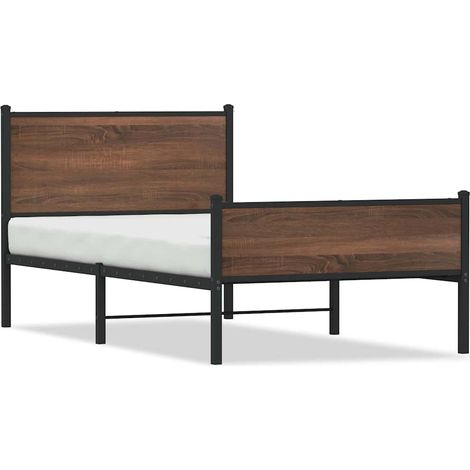 Maison Exclusive - Metallbett ohne Matratze Eichen-Optik 100x200 (1/5)