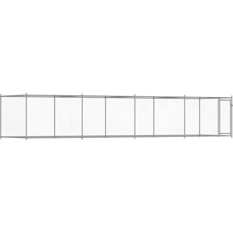 Gabbia per cani con porta 8 x 2 x 1,5 m acciaio zincato grigio 020041621