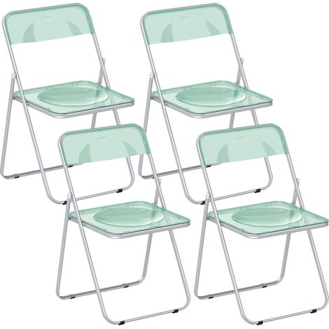 Set 4 Sedie Pieghevoli 47x48x75 cm in Acrilico Trasparenti Verde (1/5)