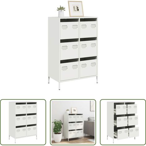 vidaXL Schubladen Schrank - Highboard Weiß 68x39x101,5 cm Stahl (1/5)