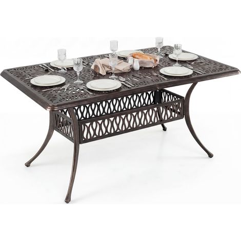 COSTWAY Tavolo Esterno Giardino Patio Con Foro Ombrellone 5 Cm Centrale 6 8 Persone Posti Pranzo Caffè Balcone Interno Cortile Veranda Bordo Piscina Basso Mod (1/5)