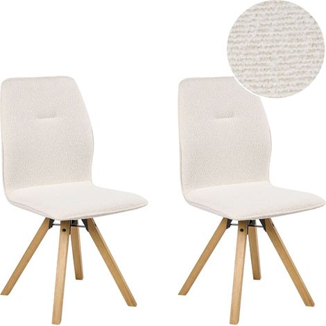 Esszimmerstuhl 2er Set drehbar ALKALI Bouclé Cremeweiß
