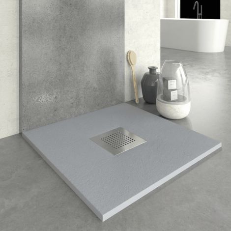Receveur de douche 70x70 cm extra plat en résine minérale SLATE béton Grille gris béton