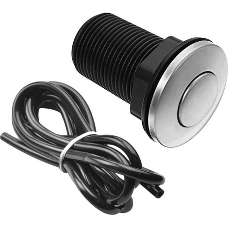 Bouton pneumatique, 32 Mm, inox, noir, avec tuyau (1/5)