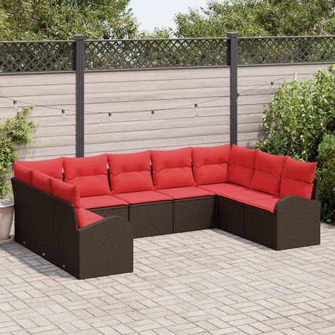 vidaXL Ensemble de Canapés avec coussin Marron Poly Rattan (1/5)