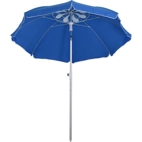 Parasol de plage parasol inclinable octogonal Ø 180 cm tissu polyester haute densité anti-UV hauteur réglable mât aluminium sac de transport inclus bleu