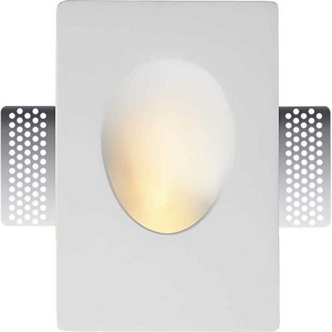 V-TAC VT-11007 portafaretto led in gesso - applique rettangolare da parete taglio ovale attacco lampadina GU10/GU5.3 luce soffusa design moderno sku 6770