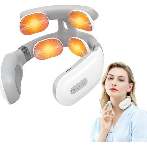 Masseur Cervical Chauffant Sans Fil, Masseur Cervicales Portable, Massage Cou Portable Vocale Intelligente, Massage Cervicales et Cou avec 4 Modes 16 Intensités Pour Maison, Bureau, Voyages (1/5)