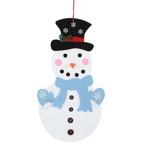 Bonhomme de neige de Noël en feutrine, jeu amovible, décoration murale suspendue, ornement de sapin DIY, lot de Noël festif (1/5)