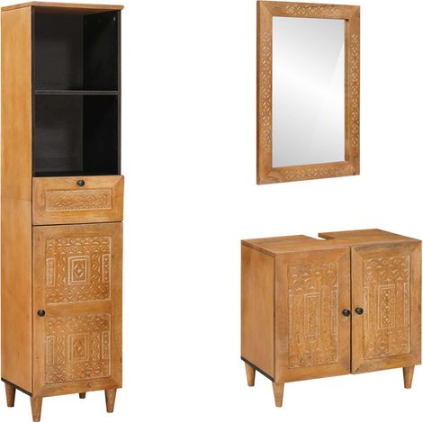 Juego de muebles de baño 3 pcs Marrón Madera de ingeniería