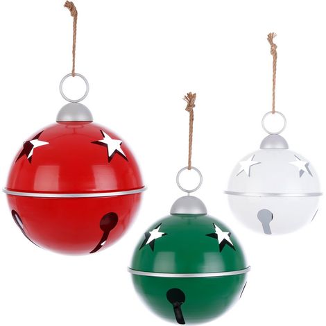 Palline di Natale in Metallo e Corda Pendagli Addobbi Natalizi Albero Vintage - Colore: Bianca