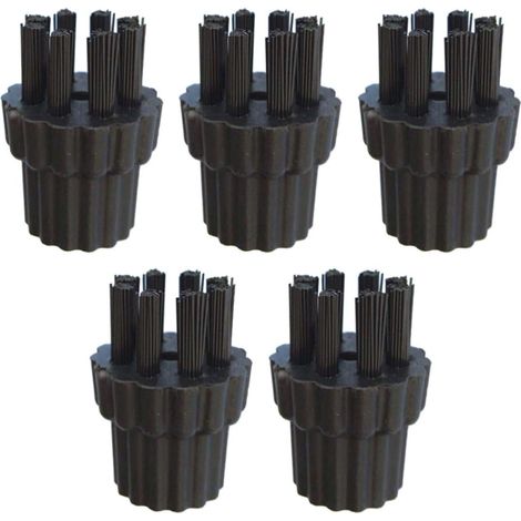 Brosse pour nettoyeur vapeur, lot de 5, en plastique noir (1/5)