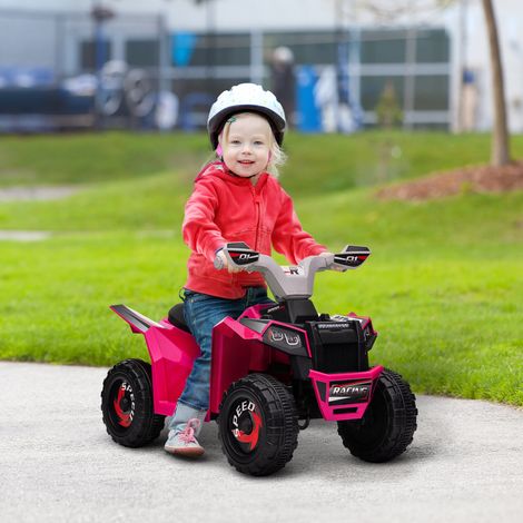 Quad Électrique Enfants 18 36 Mois Vitesse Avant Arrière 2,5 Km/h Article Enfant Rose 70x41,5x48,5cm