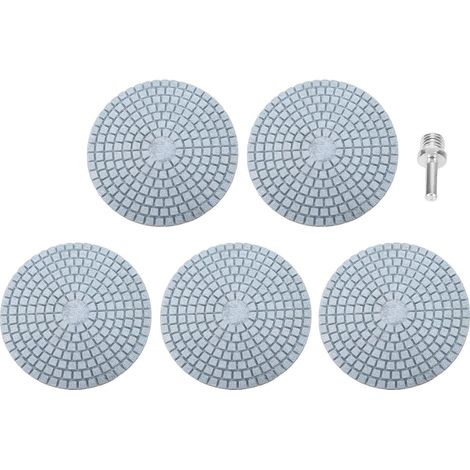 5 pièces tampon de polissage diamant 4 pouces 5/8 pouces-11 fil tampon de polissage sec humide avec adaptateur de foret de 8 mm pour béton de marbre granit (1/5)