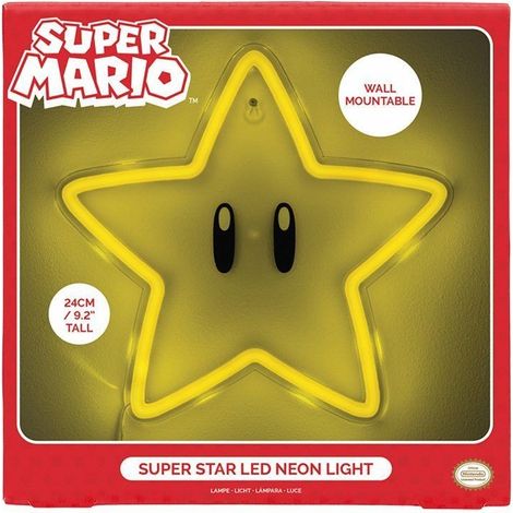 Luz neon pared paladone super mario bros super estrella (1/2)